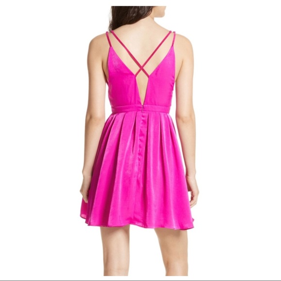 FREE PEOPLE FUCHSIA PLUNGING V-NECK DRESS - Picture 5 of 6